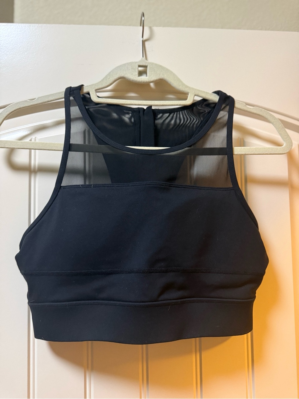 ZYIA Black High-Neck Mesh-Back Sports Bra